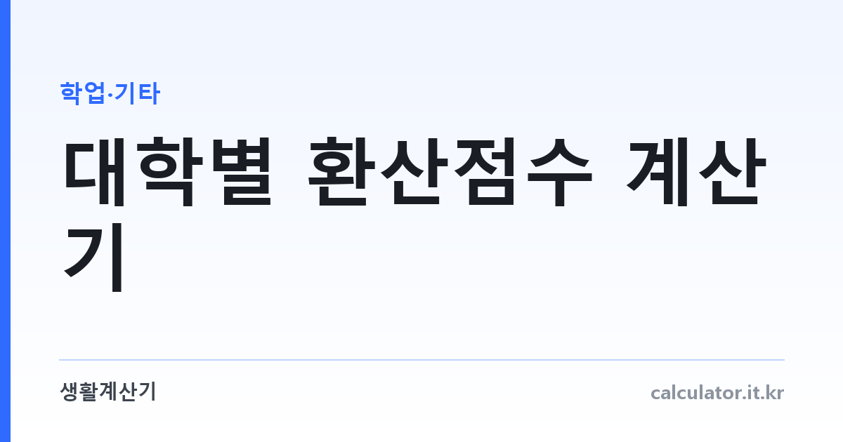대학별 환산점수 계산기 — 반영비율로 계산